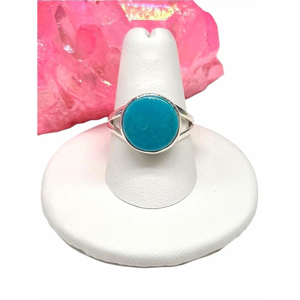 Aztec Mountain Turquoise Ring Size 8.5 Solid 925 Sterling Silver